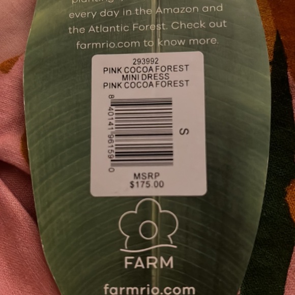 Gorgeous FARM Rio Mini Dress- Pink Cocoa Forest-        Sz. S- NWT - Picture 11 of 16